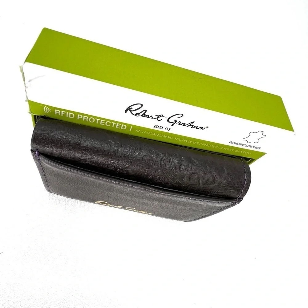 Robert Graham Dakota Tri Fold Wallet Brown Leather